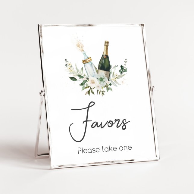 Poppin' Baby Bottles Baby Shower Favours Poster (Poppin' Bottles Baby Shower Favors Sign)