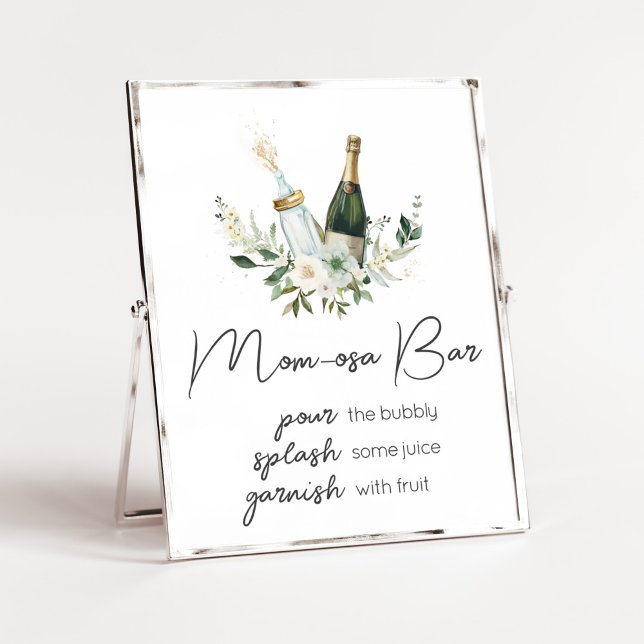 Poppin' Baby Bottles Baby Shower Mum Osa Bar Poster (Poppin' Bottles Baby Shower Mom Osa Bar Sign)