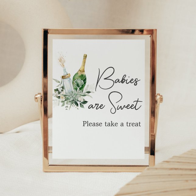 Poppin' Bottles Baby Shower Babies are Sweet Poster (Poppin' Baby Bottles Baby Shower Babies are Sweet Sign)