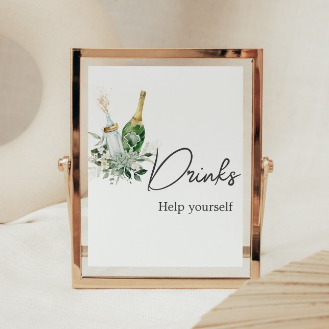 Poppin' Bottles Baby Shower Drinks Poster (Poppin' Baby Bottles Baby Shower Drinks Sign)