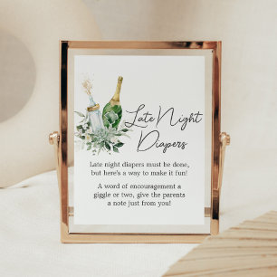Poppin' Bottles Baby Shower Late Night Diapers Poster