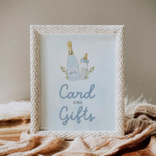 Poppin Bottles Boy Baby Shower Cards and Gifts Poster