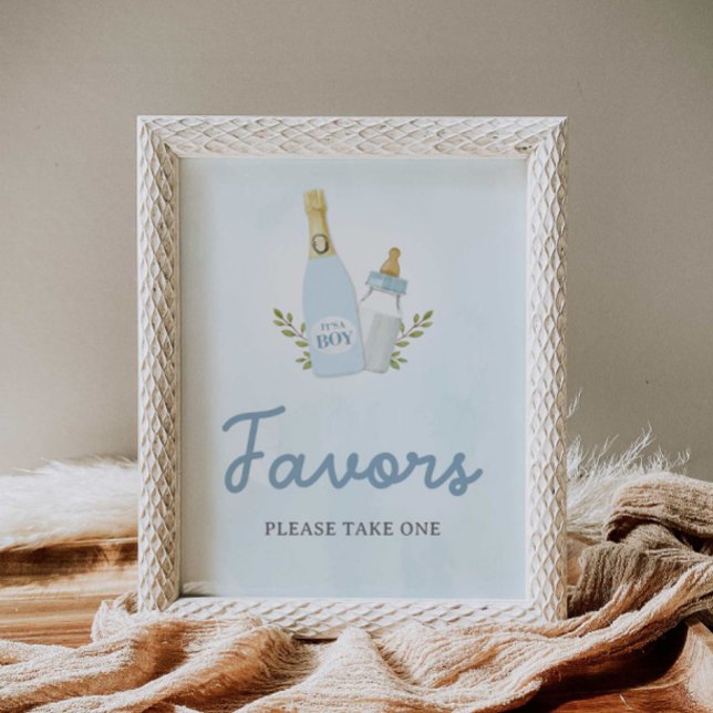 Poppin Bottles Boy Baby Shower Favours Sign (Poppin Bottles boy baby shower Favors print)
