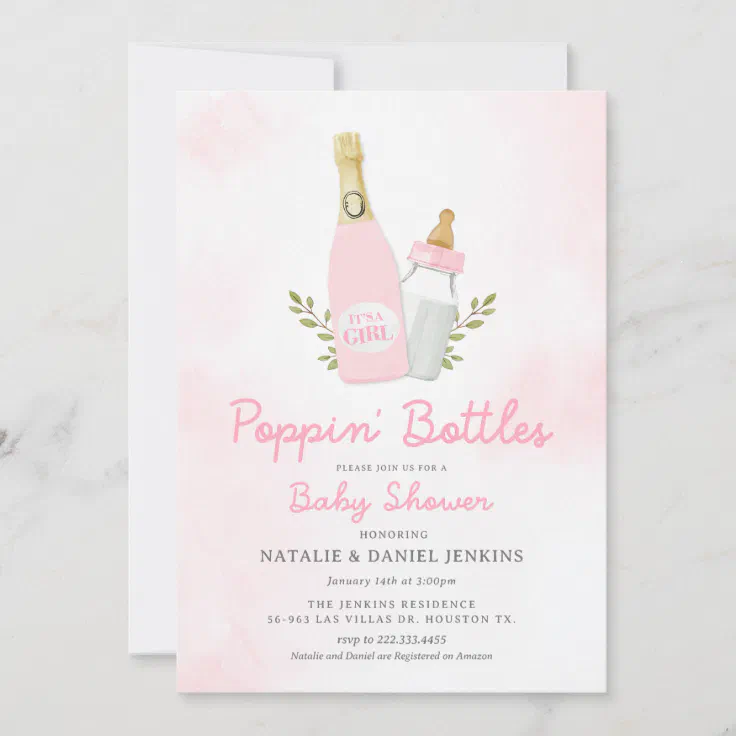 Poppin Bottles Girl Baby Shower Invitation Zazzle