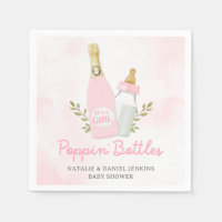 Poppin Bottles Girl Baby Shower Pink Paper