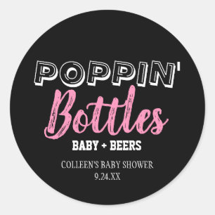 Poppin Bottles Girl Baby Shower Stickers