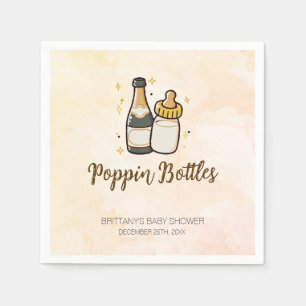 Poppin Bottles Modern Baby Shower Baby Bottle  Napkin