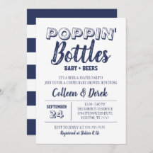 Poppin' Bottles Navy Blue Baby Shower Invitation