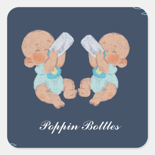 Poppin' Bottles Twins Square Sticker (Front)