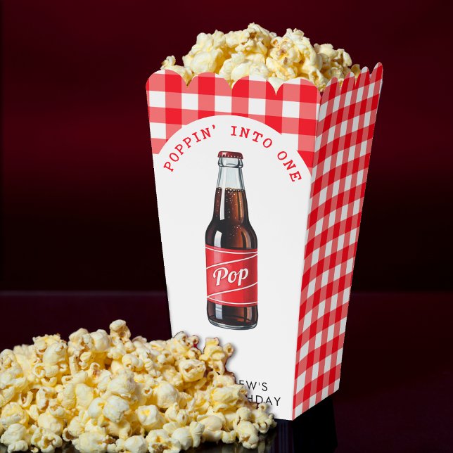 Poppin Into One Soda Plaid Red 1st Birthday Party Favour Box (Poppin Into One Soda Plaid Red 1st Birthday Party Favor Boxes
)