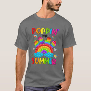Poppin Into Summer Rainbow Pop It Fidget Toy Beach T-Shirt