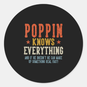 Poppin knows everything father's day retro vintage classic round sticker
