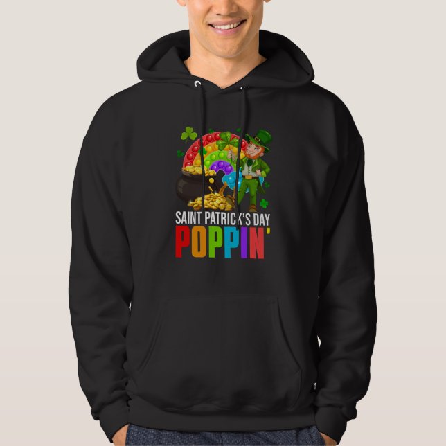 Poppin' Leprechaun & Pop It Rainbow Saint Patricks Hoodie (Front)