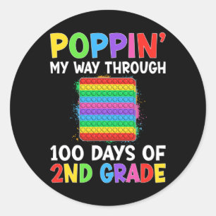 Poppin My Way Through 100 Days Of School 2nd Grade Classic Round Sticker