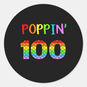 Poppin My Way Through 100 Days Of School Classic Round Sticker