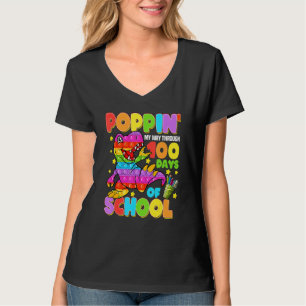 Poppin My Way Through 100 Days Of School Dinosaur T-Shirt