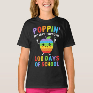 Poppin My Way Through 100 Days Of School Funny Kid T-Shirt