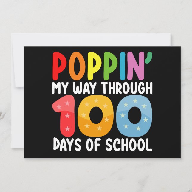 Poppin My Way Through 100 Days Of School Invitation (Front)