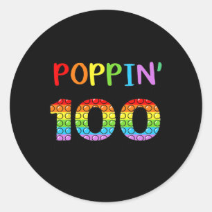 Poppin My Way Through 100 Days Of School Kids 100t Classic Round Sticker