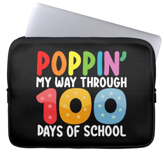 Poppin My Way Through 100 Days Of School Laptop Sleeve (Front)