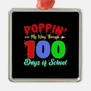 Poppin My Way Through 100 Days Of School Metal Tree Decoration