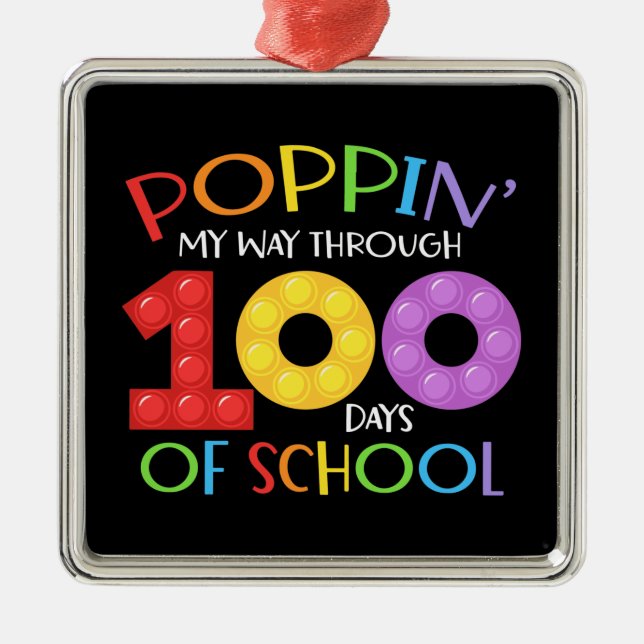 Poppin my way through 100 days of school metal tree decoration (Front)