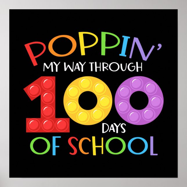 Poppin my way through 100 days of school poster (Front)