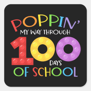 Poppin my way through 100 days of school square sticker
