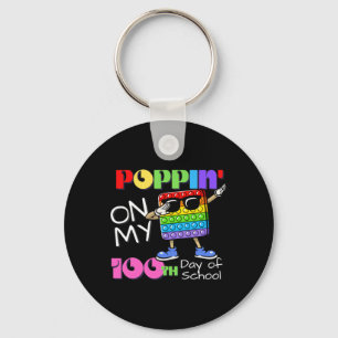 Poppin' On My 100th Day Of School Cute Fidget Toy Key Ring