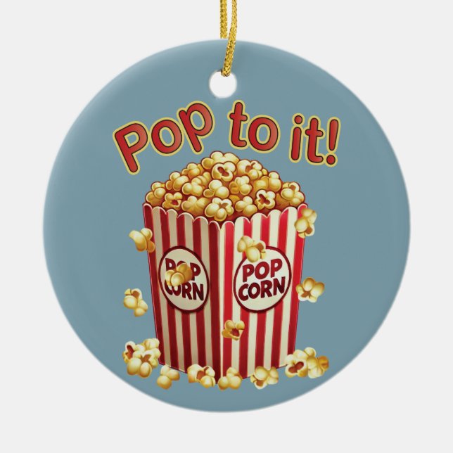 Poppin' with Style - "Pop to it!" Ceramic Tree Decoration (Front)