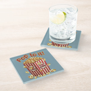 Poppin' with Style - "Pop to it!" Glass Coaster