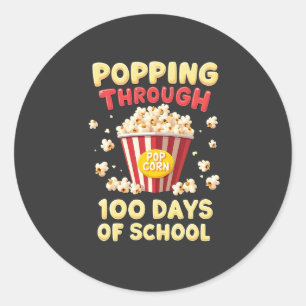 Popping 100 Days of School Classic Round Sticker