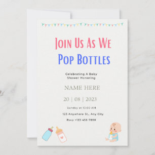 Popping Bottles Baby Shower Gender Neutral  Invitation