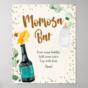 Popping Bottles Baby Shower Momosa Bar Poster