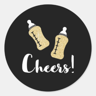 Popping Bottles Happy New Year Baby Announcement Classic Round Sticker