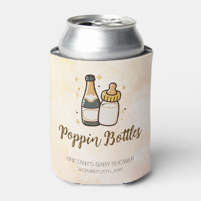 Popping Bottles Modern Coed Couple Shower Cooler (Can Front)