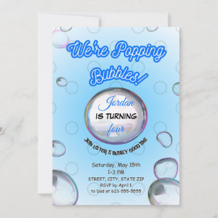 Popping Bubbles Blue Invitation
