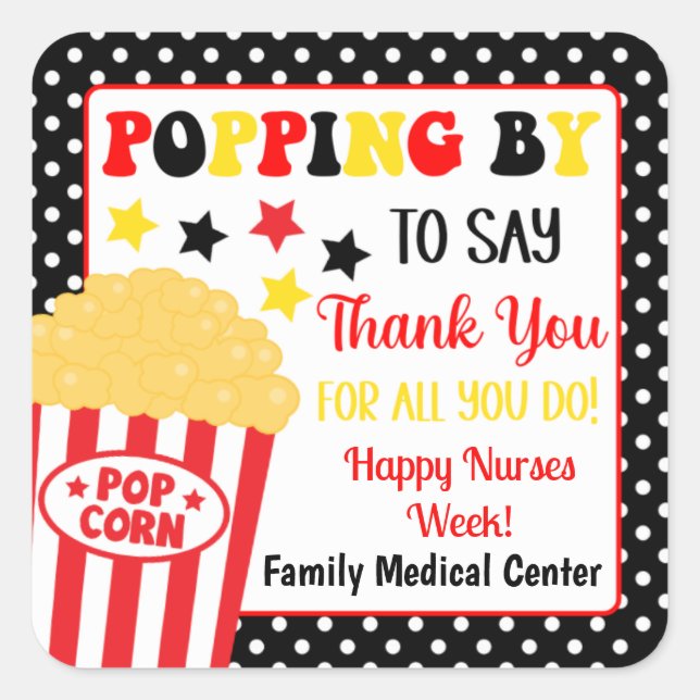 Popping By to Say Thank You Gift Square Sticker (Front)