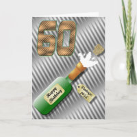 Popping Champagne Bottle 60th Birthday Card