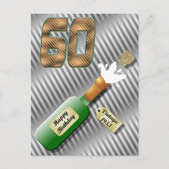 Popping Champagne Bottle 60th Birthday Postcard (Front)