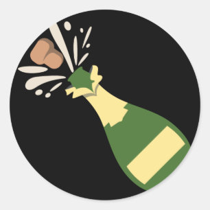 Popping Champagne Emoji Classic Round Sticker