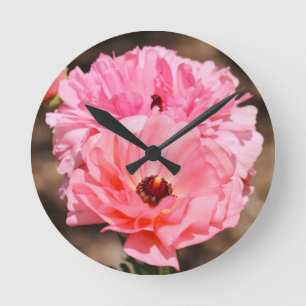 Popping in Pink Round Clock