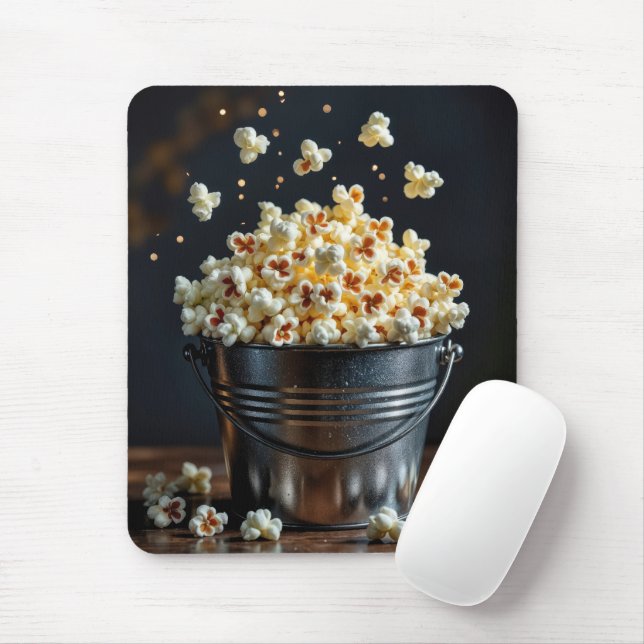 Popping Popcorn In Metal Bucket Mouse Mat (With Mouse)