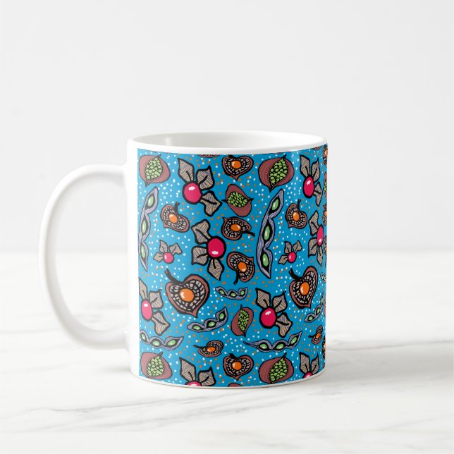 Popping Seed Pods Blue Classic Mug (Left)
