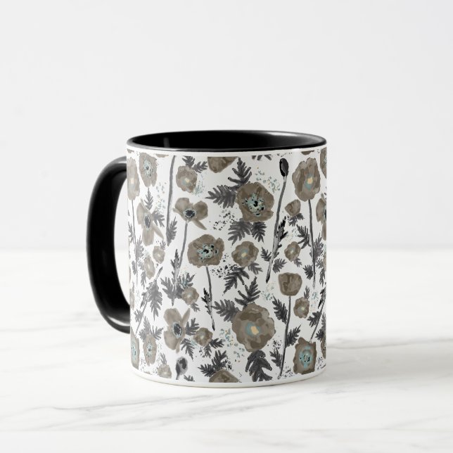 Poppiy Watercolor Floral Mug (Front Left)