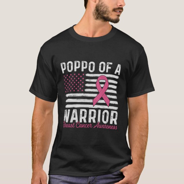 Poppo Of A Warrior K Breast Cancer Awareness Month T-Shirt (Front)
