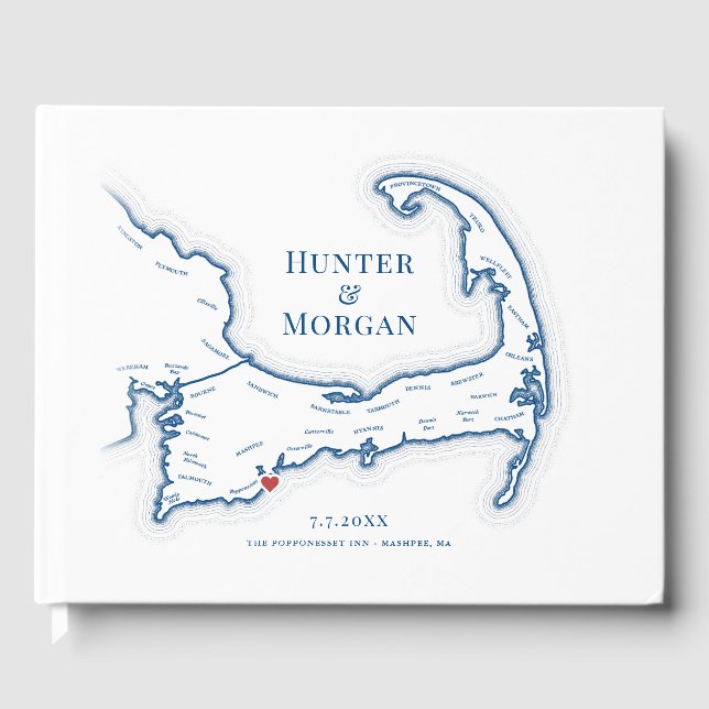 Popponesset Inn Cape Cod Elegant Wedding Guest Book (Front)