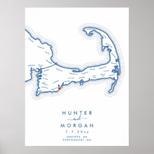 Popponesset Inn Wedding Navy Guest Book Poster