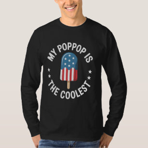 PopPop Coolest Popsicle 4th of July American Flag T-Shirt