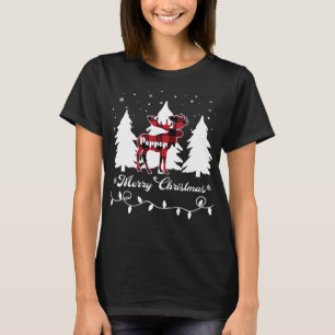 Poppop Moose Buffalo Red Plaid Christmas Matching  T-Shirt